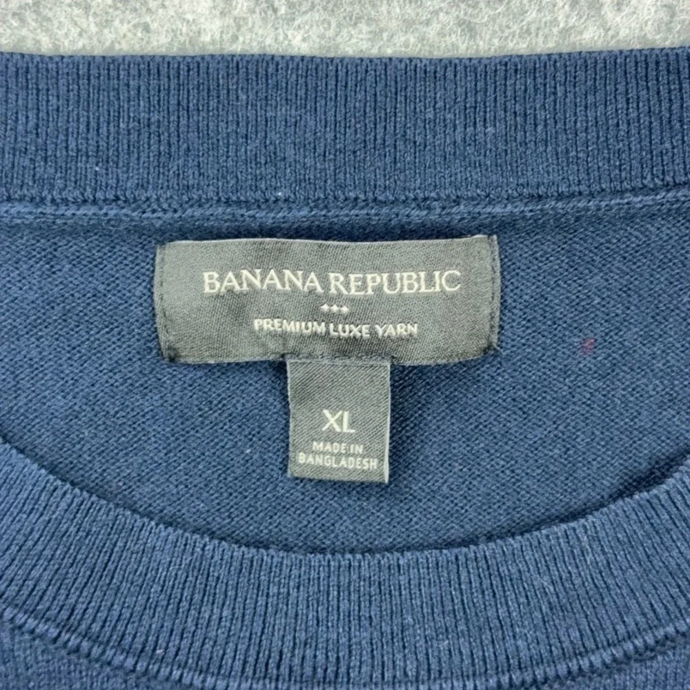Banana‎ Republic Sweater Mens XL Blue Premium Luxe Yarn Silk Cashmere Crewneck